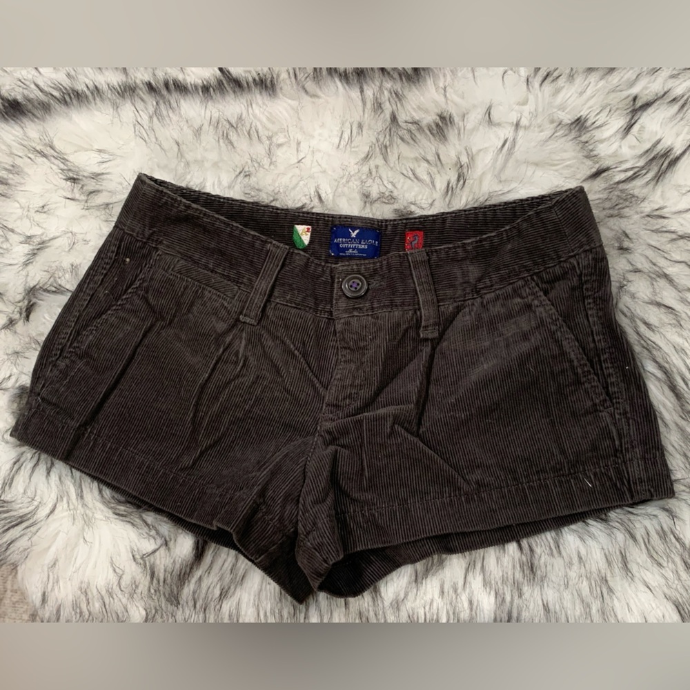 American Eagle Corduroy Charcoal Short Shorts